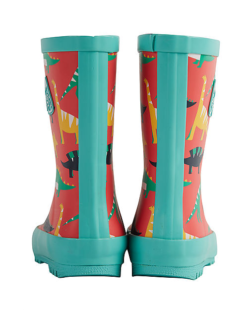 Frugi Puddle Buster Wellington Boots - Red Jurassic Coast - 100% Natural Rubber Wellies