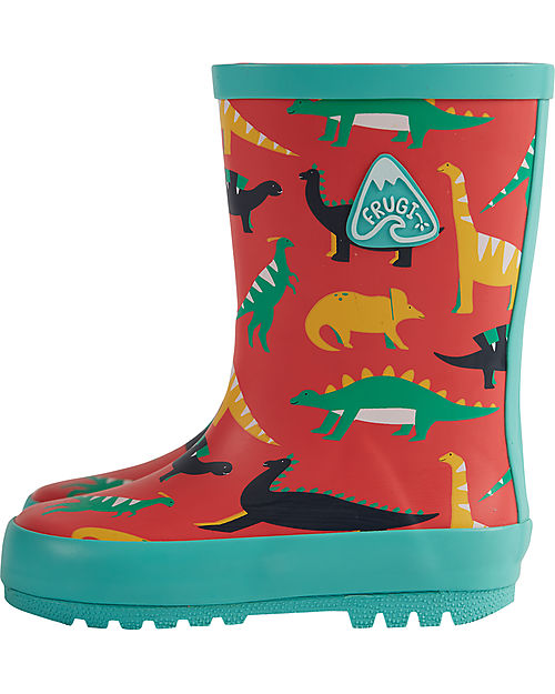 Frugi Puddle Buster Wellington Boots - Red Jurassic Coast - 100% Natural Rubber Wellies