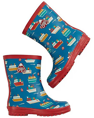Frugi Puddle Buster Wellington Rubber Boots - Sail The Seas - 100% natural rubber Wellies