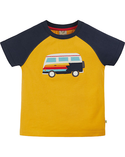 Frugi Rafe Raglan T-shirt - Bumblebee/Camper - 100% GOTS Organic Cotton T-shirts