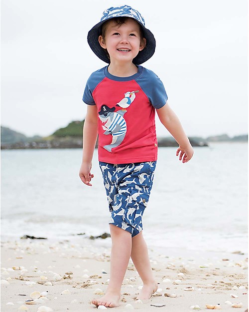 Frugi Rafe Raglan Top, Tomato/Shark - 100% Organic Cotton T-shirts