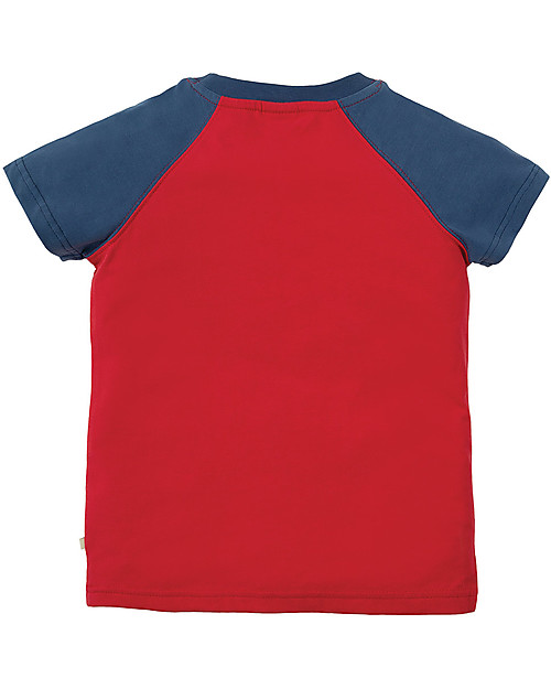 Frugi Rafe Raglan Top, Tomato/Shark - 100% Organic Cotton T-shirts