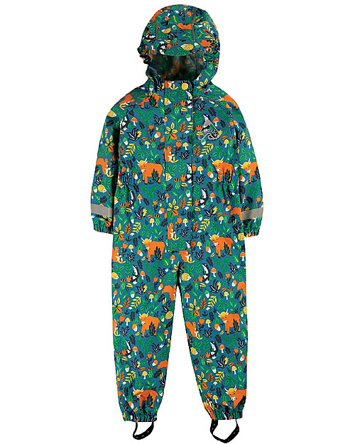 Frugi Rain or Shine Waterproof Suit (1-5 years) - Loch Blue Woodland Critters - Made from recycled plastic bottles! Snowsuits