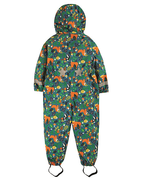 Frugi Rain or Shine Waterproof Suit (1-5 years) - Loch Blue Woodland Critters - Made from recycled plastic bottles! Snowsuits