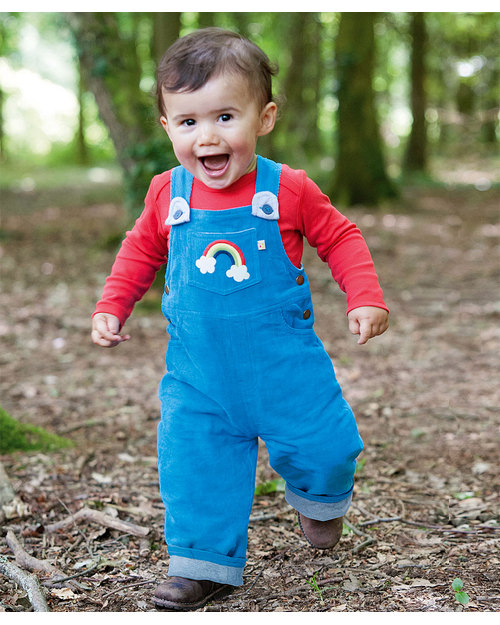 Frugi Rainbow Lined Corduroy Dungerees - 100% organic cotton - (cosy and comfortable!) Dungarees