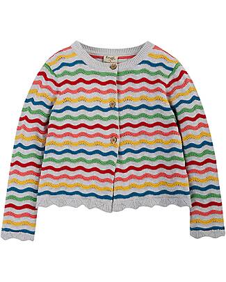 Frugi Rainbow Pointelle Cardigan - Grey Marl Rainbow - Pollinators - 100% Organic Cotton Cardigans