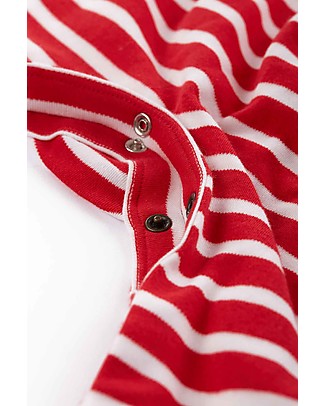 Frugi Remy Romper - True Red Stripe/Tractor Babygrows