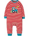 Frugi Remy Romper - True Red Stripe/Tractor Babygrows