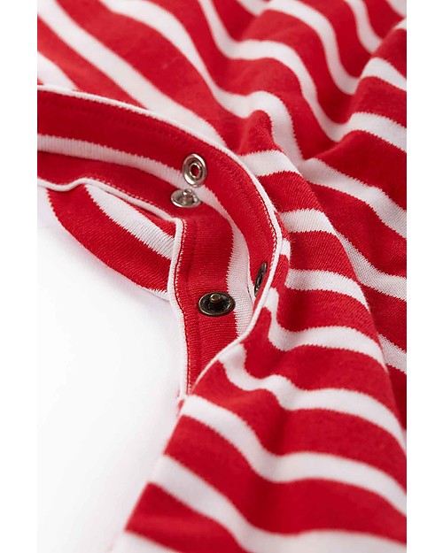 Frugi Remy Romper - True Red Stripe/Tractor Babygrows