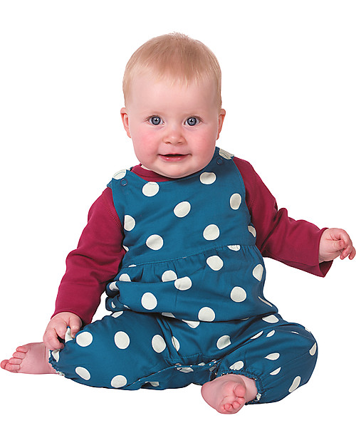 Frugi Reversible Dungarees - Snowy Town/Peacock Pop Spot - 100% Organic Cotton Dungarees