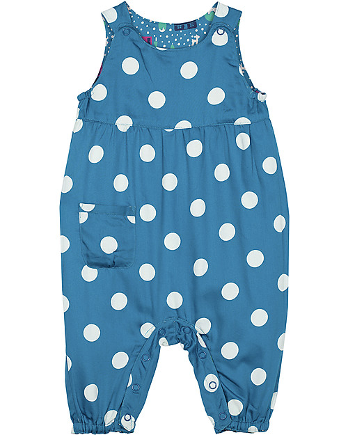 Frugi Reversible Dungarees - Snowy Town/Peacock Pop Spot - 100% Organic Cotton Dungarees