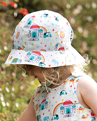 Frugi Reversible Hazy Hat - At the Taj - Organic Cotton Sunhats