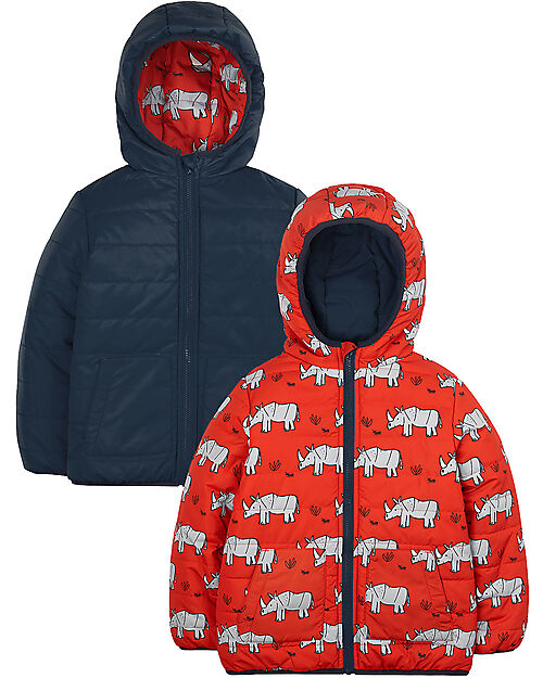 Frugi Reversible Toasty Trail Jacket - Rhino Friends Down Jacket