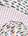 Frugi Reversible UK Cot Bed Set. Rainbow Fish - 120x150 cm + pillow case, 100% Organic Cotton Cradle Bed Linen