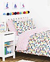 Frugi Reversible UK Single Bed Set, Rainbow Fish - 135x200 cm - 100% Organic Cotton Bed Sheets and Pillow Cases
