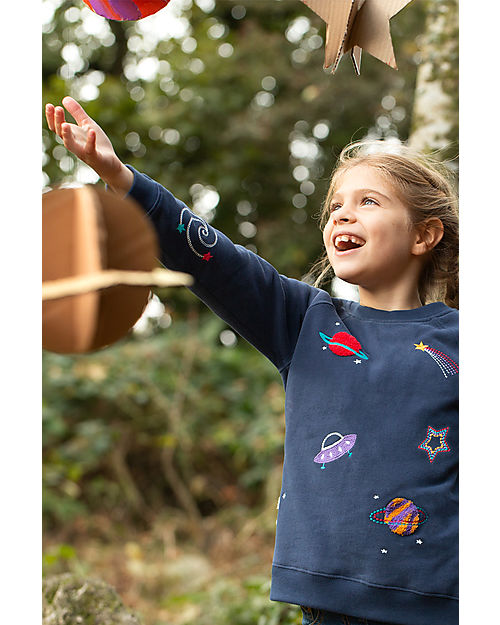 Frugi Rex Embroidered Jumper - Indigo/Space Sweatshirts