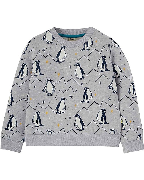 Frugi Rex Jumper - Grey Marl Penguins Sweatshirts