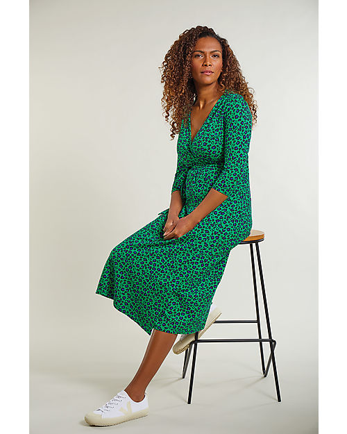 Frugi Rico Maternity and Nursing Dress - Fern Leopard - Elasticated Organic Cotton Dresses_