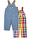 Frugi Rio Reversible Dungarees - Wells-Next-The-Sea - Rainbow Check/Chambray - Organic Cotton Dungarees