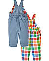Frugi Rio Reversible Dungarees - Wells-Next-The-Sea - Rainbow Check/Chambray - Organic Cotton Dungarees