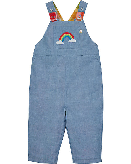 Frugi Rio Reversible Dungarees - Wells-Next-The-Sea - Rainbow Check/Chambray - Organic Cotton Dungarees