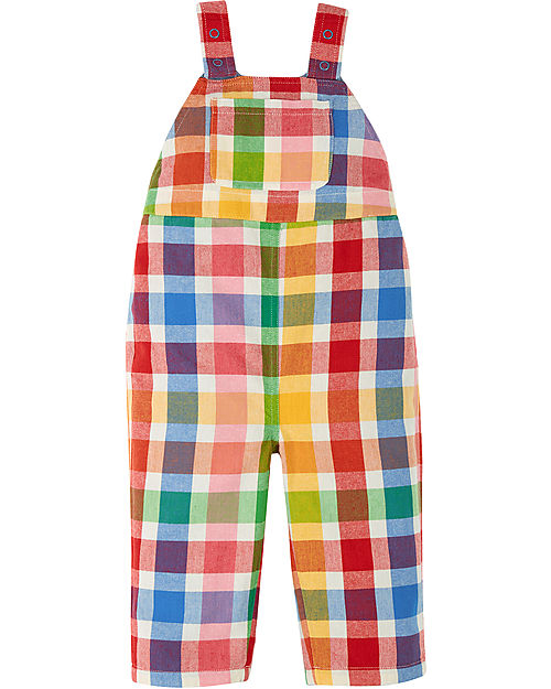 Frugi Rio Reversible Dungarees - Wells-Next-The-Sea - Rainbow Check/Chambray - Organic Cotton Dungarees