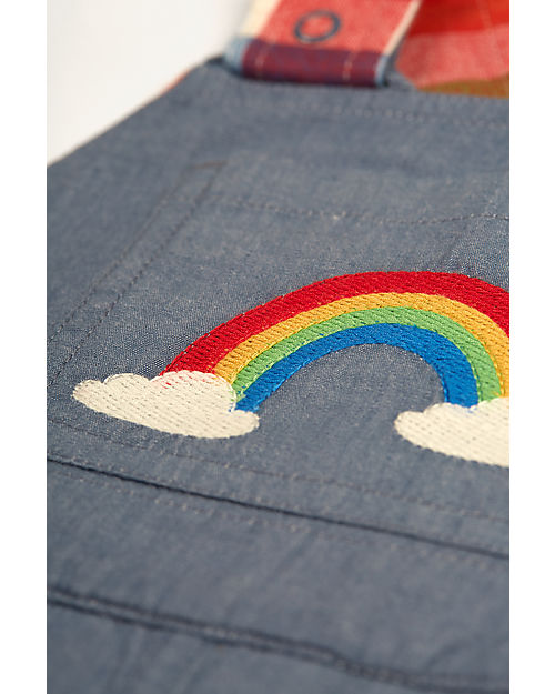 Frugi Rio Reversible Dungarees - Wells-Next-The-Sea - Rainbow Check/Chambray - Organic Cotton Dungarees