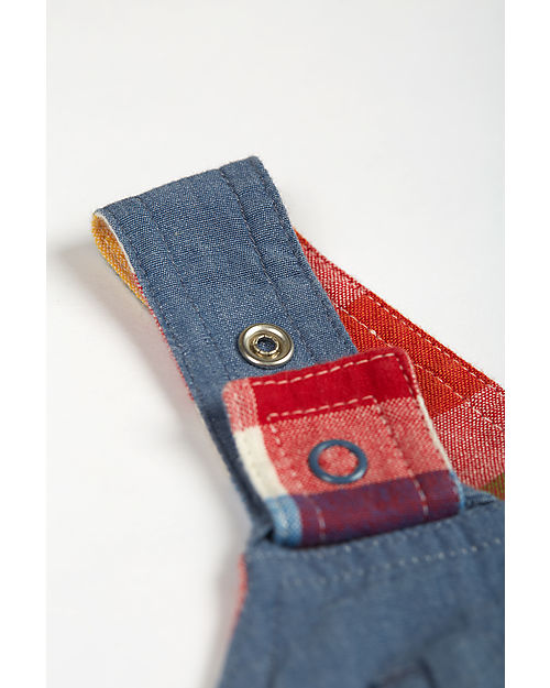 Frugi Rio Reversible Dungarees - Wells-Next-The-Sea - Rainbow Check/Chambray - Organic Cotton Dungarees