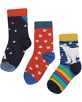 Frugi Rock My Socks 3 Pack - Indigo/Northern Lights - Organic Cotton Socks
