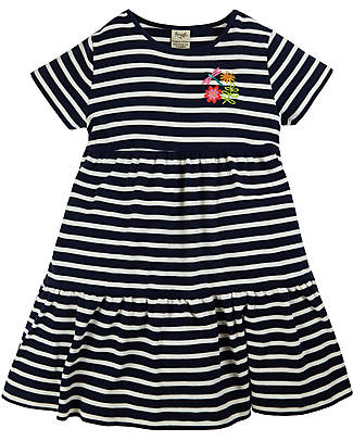 Frugi Rosa Tiered Dress - Indigo Breton/Dragonfly - 100% Organic Cotton Dresses_