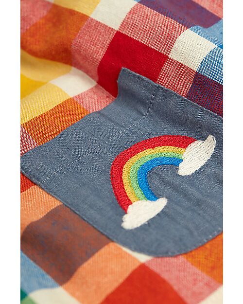 Frugi Rosemary Reversible Dress - Wells-Next-The-Sea - Rainbow Check/Chambray - Organic Cotton Dresses_