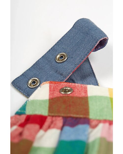 Frugi Rosemary Reversible Dress - Wells-Next-The-Sea - Rainbow Check/Chambray - Organic Cotton Dresses_