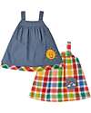 Frugi Rosemary Reversible Dress - Wells-Next-The-Sea - Rainbow Check/Chambray - Organic Cotton Dresses_