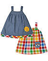 Frugi Rosemary Reversible Dress - Wells-Next-The-Sea - Rainbow Check/Chambray - Organic Cotton Dresses_