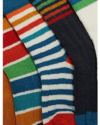 Frugi Rudy Rib Socks 5 Pack - Rainbow Multi Stripe - Organic Cotton Socks