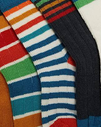Frugi Rudy Rib Socks 5 Pack - Rainbow Multi Stripe - Organic Cotton Socks
