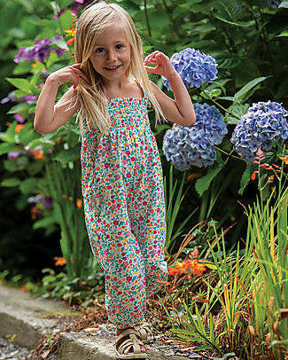 Frugi Safia Smocked Dungaree - Ditsy Flower Valley - 100% Organic Cotton Rompers