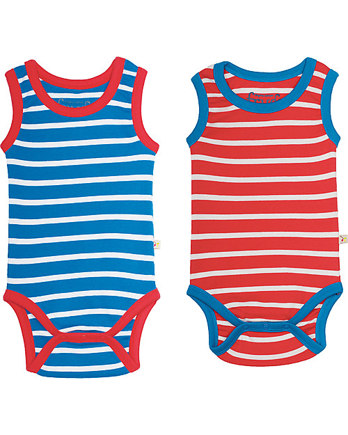 Frugi Sailor Body 2 Pack - Tomato/Diver Blue Mulitpack, 100% Organic Cotton Skirts