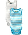 Frugi Sailor Vest Body, Pack of 2, Stripes - 100% Organic Cotton Short Sleeves Bodies