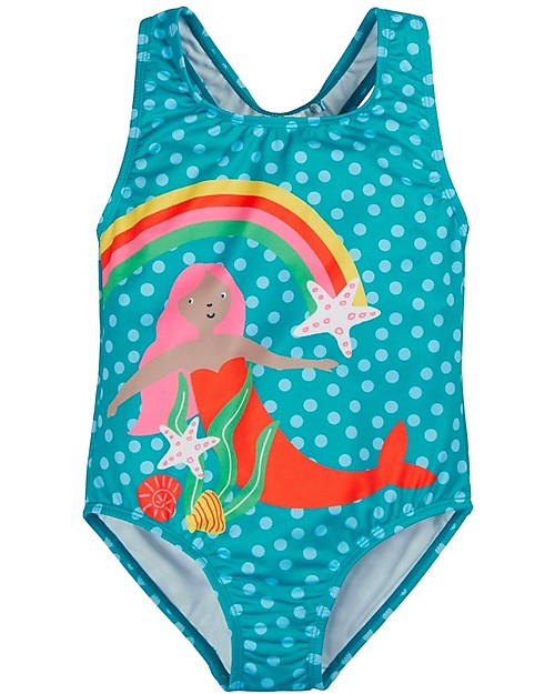 Frugi Sally Swimsuit - Camper Spot/Mermaid unisex (bambini)