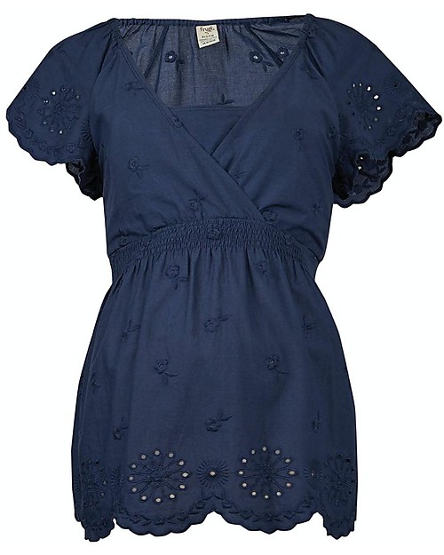 Frugi Schiffli Maternity & Nursing Top -  Indigo Schiffli T-shirts