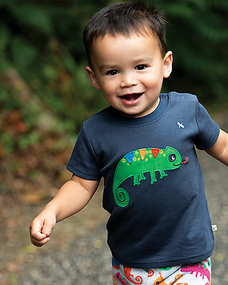 Frugi Scout Applique Top - Indigo/Chameleon - Organic Cotton T-Shirts And Vests