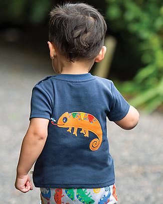 Frugi Scout Applique Top - Indigo/Chameleon - Organic Cotton T-shirts