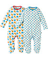 Frugi Scrumptious Babygrow, Duck Weather+Sky Drops - Pack of 2 - 100% Organic Cotton Babygrows