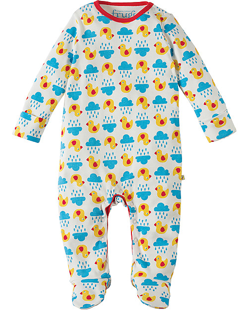 Frugi Scrumptious Babygrow, Duck Weather+Sky Drops - Pack of 2 - 100% Organic Cotton Babygrows