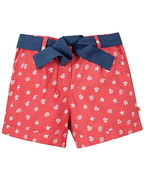 Frugi Seren Shorts, Coral Shell Polka - 100% Organic Cotton Shorts