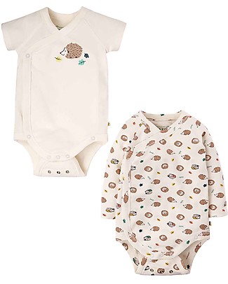 Frugi Shay 2 Pack Body - Hedgehog Huddle/Soft White Long Sleeves Bodies