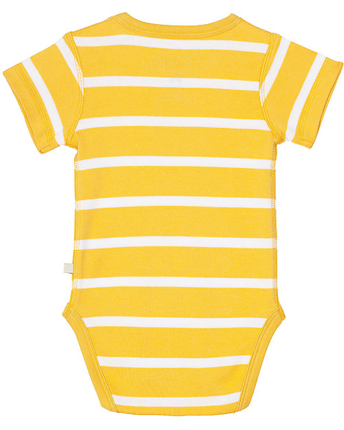 Frugi Short Sleeve Lowen Body, Yellow - 100% Organic Cotton Short Sleeves Bodies