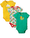 Frugi Short Sleeves Bodysuits, Pack of 3, Happy Days - 100% organic cotton Short Sleeves Bodies