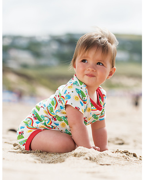 Frugi Short Sleeves Bodysuits, Pack of 3, Happy Days - 100% organic cotton Short Sleeves Bodies